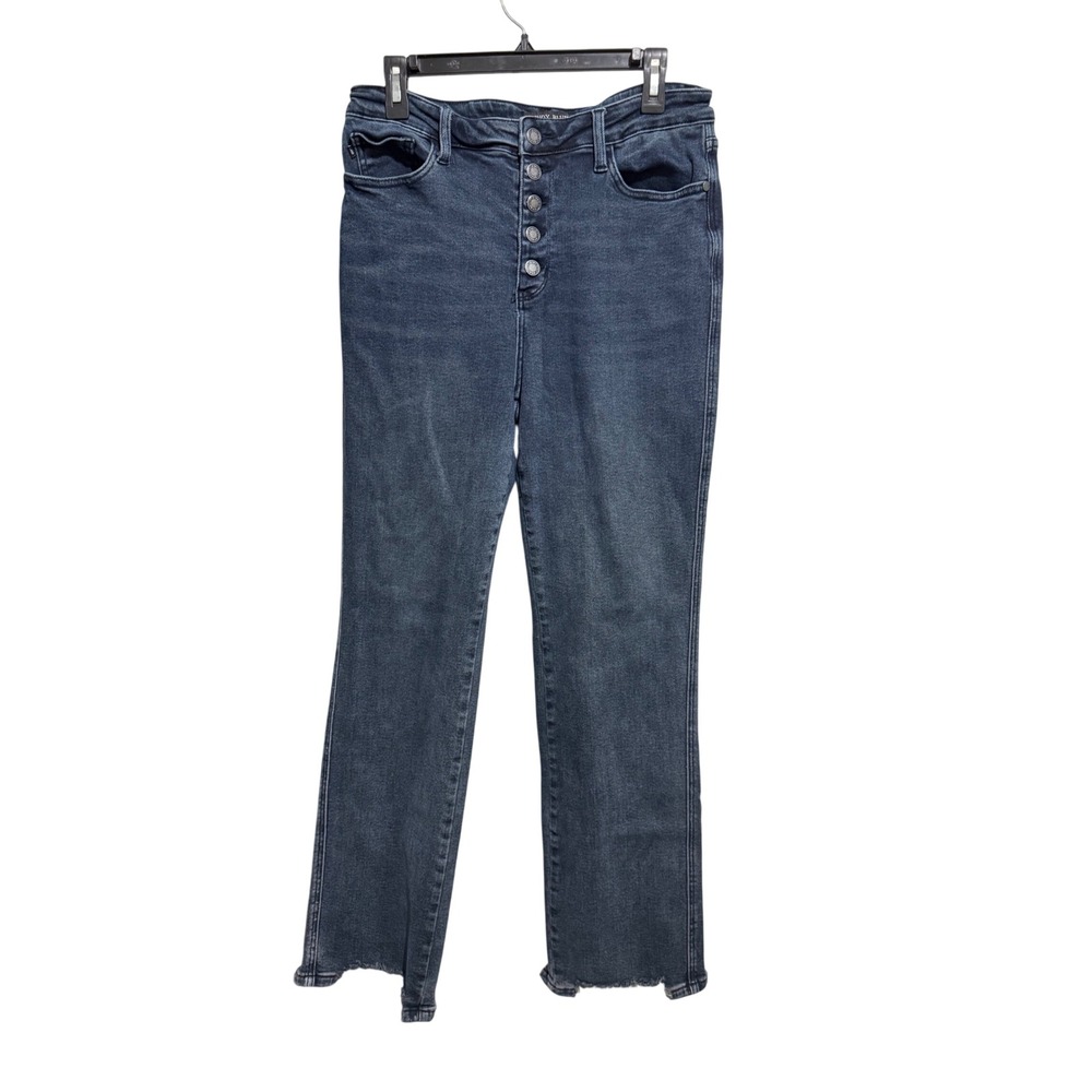 Judy‎ Blue Jeans Womens 13/31 Blue Button Fly High Rise Raw Hem Straight Denim